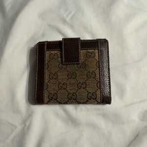 Gucci Brown Monogram Canvas Card Holder Wallet